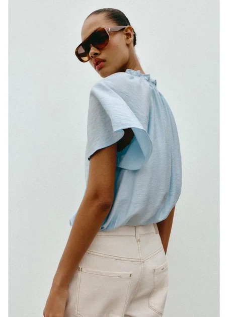 Блузка ZARA 18386 Блакитний M (8372) - Фото 2 Блузка ZARA 18386 Блакитний M (8372) - зображення 2