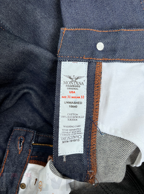 Джинсы мужские Montana 10040 Regular Fit, Raw Denim 12,5 oz, 100% Cotton, 30-32, темно-синий - изображение 8