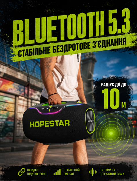 Портативная Bluetooth колонка Hopestar для вечеринок с мощностью 350 Вт IPX6 и батареей 30000 mAh до 24 часов - изображение 6
