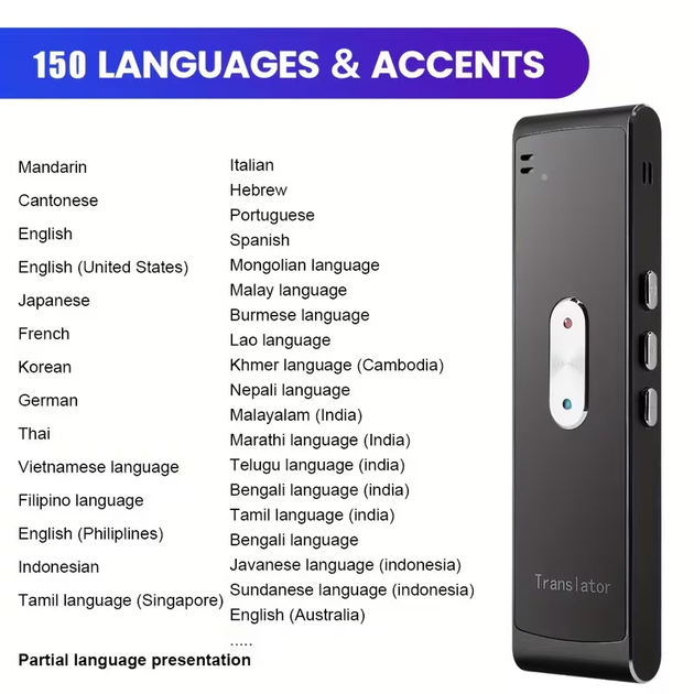 Інтелектуальний портативний перекладачник T8S (150 мов, AI, Bluetooth) - зображення 9