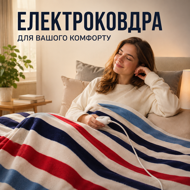 Электроодеяло 150×120 см 130 Вт для сна и обогрева, термопростынь с пультом и 2 уровнями температуры - Фото 7 Электроодеяло 150×120 см 130 Вт для сна и обогрева, термопростынь с пультом и 2 уровнями температуры - изображение 7