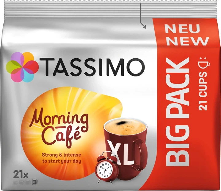 Кава в капсулах TASSIMO Morning Café Strong & Intense XL Big Pack 21 шт., для Bosch Tassimo - Фото 1 Кава в капсулах TASSIMO Morning Café Strong & Intense XL Big Pack 21 шт., для Bosch Tassimo - изображение 1