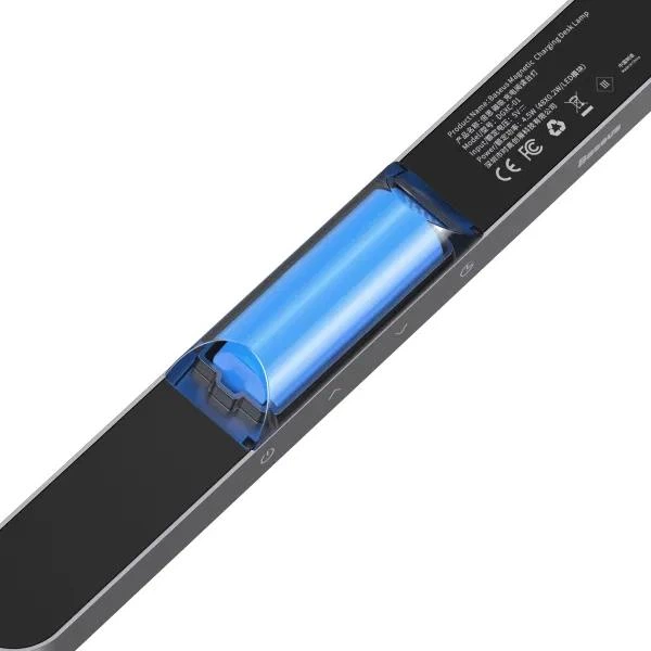 Настільна лампа Baseus Magnetic Stepless Dimming Charging Desk Lamp Портативна LED-лампа з акумулятором 1800mAh, магнітним кріпленням, сенсорним керуванням та регулюванням яскравості та кута нахилу для читання/навчання/роботи (DGXC-C0G), Сірий - зображення 6