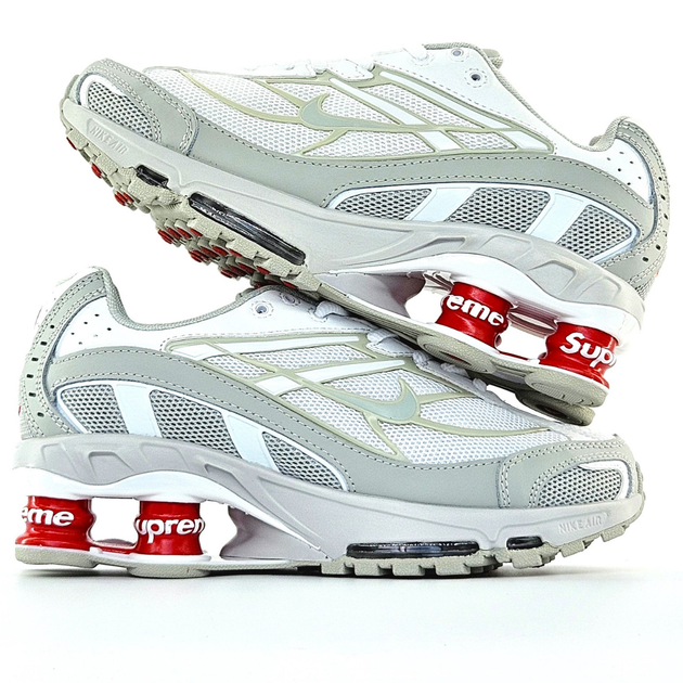 Кроссовки мужские и женские Ni Shox Ride 2 Supreme White Red / Най Шокс белые с красным 38 - Фото 1 Кроссовки мужские и женские Ni Shox Ride 2 Supreme White Red / Най Шокс белые с красным 38 - изображение 1