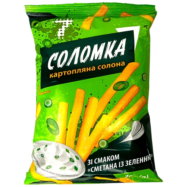 Соломка картопляна "7" Сметана із зеленню 70 г - Фото 1 Соломка картопляна "7" Сметана із зеленню 70 г - изображение 1