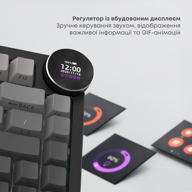 Клавиатура беспроводная Ajazz AK820 V2 White Peach Switch Wireless/Bluetooth/USB Black/Gray (AK820-V2-WP-S-BG) - Фото 6 Клавиатура беспроводная Ajazz AK820 V2 White Peach Switch Wireless/Bluetooth/USB Black/Gray (AK820-V2-WP-S-BG) - изображение 6