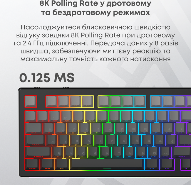Клавиатура беспроводная Ajazz AK820 V2 White Peach Switch Wireless/Bluetooth/USB White (AK820-V2-WP-S-W) - Фото 18 Клавиатура беспроводная Ajazz AK820 V2 White Peach Switch Wireless/Bluetooth/USB White (AK820-V2-WP-S-W) - изображение 18