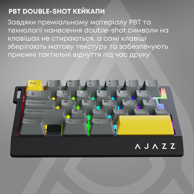 Клавиатура проводная Ajazz AK029 Ice Island Magnetic Switch USB Black/Yellow (AK029-I-BY) - Фото 7 Клавиатура проводная Ajazz AK029 Ice Island Magnetic Switch USB Black/Yellow (AK029-I-BY) - изображение 7