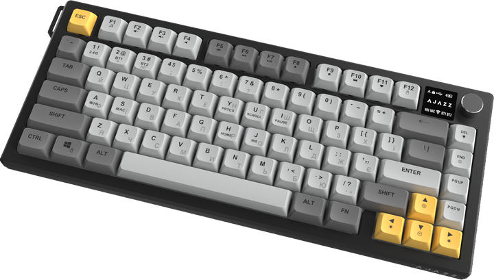 Клавиатура беспроводная Ajazz AF82 Wireless/Bluetooth/USB Black/Gray/Yellow (AF82-BGY) - изображение 4