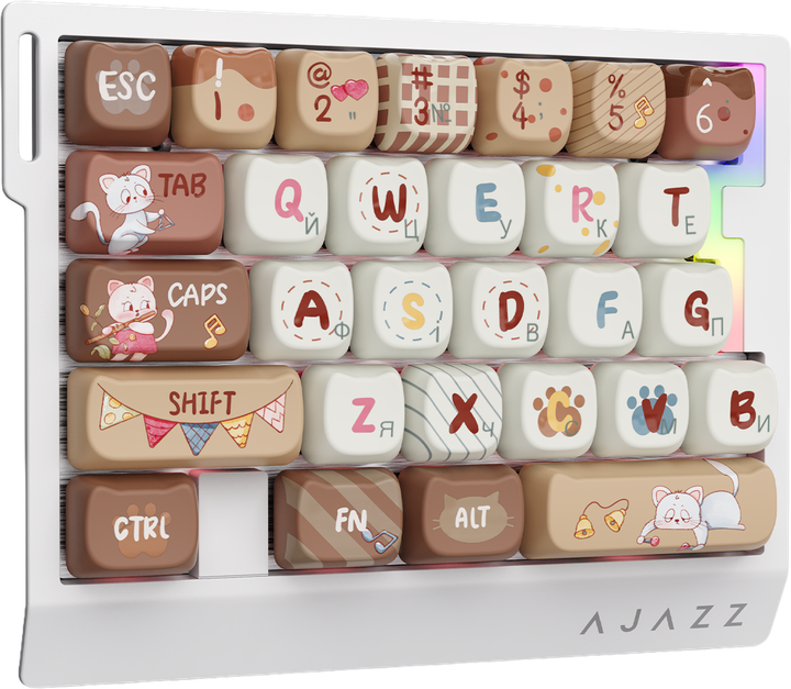 Клавиатура проводная Ajazz AK029 Meow Magnetic Switch USB Beige (AK029-M-Y) - изображение 4