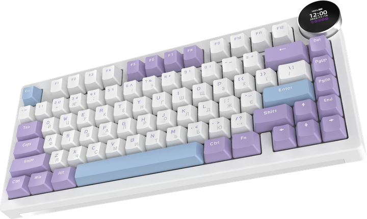 Клавиатура беспроводная Ajazz AK820 V2 White Peach Switch Wireless/Bluetooth/USB Purple/White/Blue (AK820-V2-WP-PWB) - Фото 4 Клавиатура беспроводная Ajazz AK820 V2 White Peach Switch Wireless/Bluetooth/USB Purple/White/Blue (AK820-V2-WP-PWB) - изображение 4