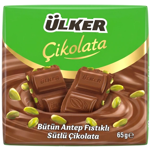 Шоколад молочний ULKER з фісташкою И649 - Фото 1 Шоколад молочний ULKER з фісташкою И649 - зображення 1