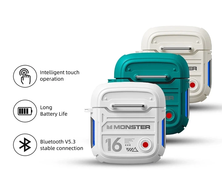 Беспроводные наушники Monster Airmars XKT16 с Bluetooth 5.3, игровым режимом, микрофоном, разъемом Type-C, белого цвета (HEADPH-MONSTER-XKT16-WTH) - изображение 2