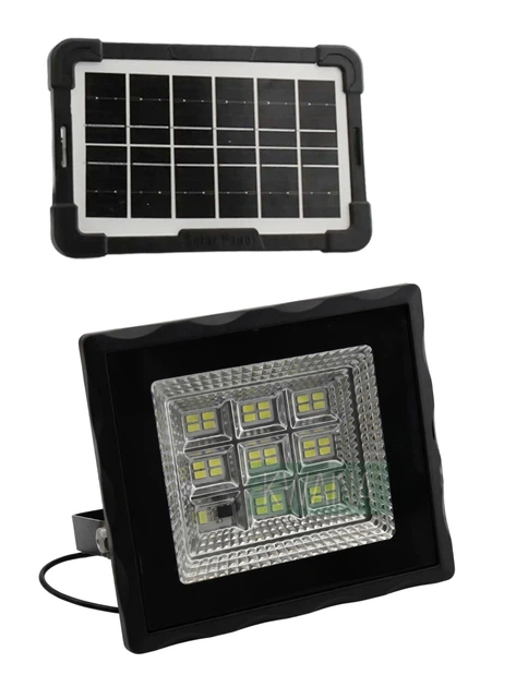 Аккумуляторный LED-прожектор с солнечной панелью, светодиодный фонарь с пультом ДУ и влагостойким корпусом, черный - изображение 10