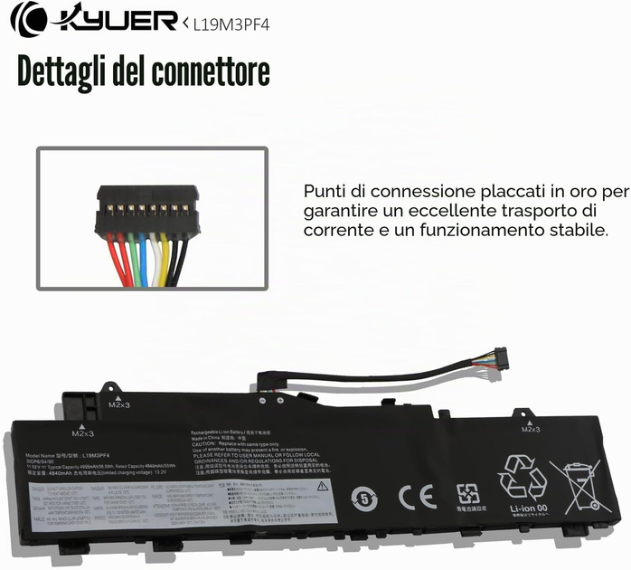 Акумулятор K KYUER L19M3PF4 для Lenovo IdeaPad 5 14, 56.5 Вт·год, 4955 мА·год, 11.52 В, L19L3PF7 - Фото 6 Акумулятор K KYUER L19M3PF4 для Lenovo IdeaPad 5 14, 56.5 Вт·год, 4955 мА·год, 11.52 В, L19L3PF7 - зображення 6
