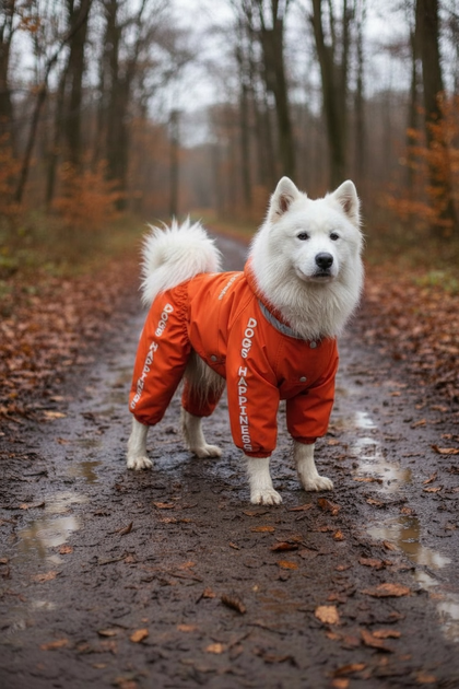 Дощовик для великих порід собак 3XL 56-57cm Самоід Хаскі Лайка Dog's Happiness Помаранчевий Хлопчик 0115-01/33 - Фото 1 Дощовик для великих порід собак 3XL 56-57cm Самоід Хаскі Лайка Dog's Happiness Помаранчевий Хлопчик 0115-01/33 - изображение 1