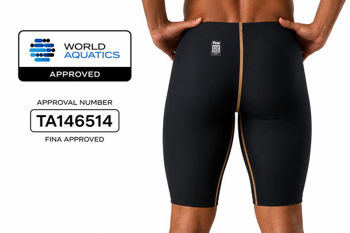 Стартові шорти для плавання чоловічі TAUPOC World Aquatics Approved, змагальні - 28 розмір (чорні з золотими смугами) - Фото 2 Стартові шорти для плавання чоловічі TAUPOC World Aquatics Approved, змагальні - 28 розмір (чорні з золотими смугами) - зображення 2