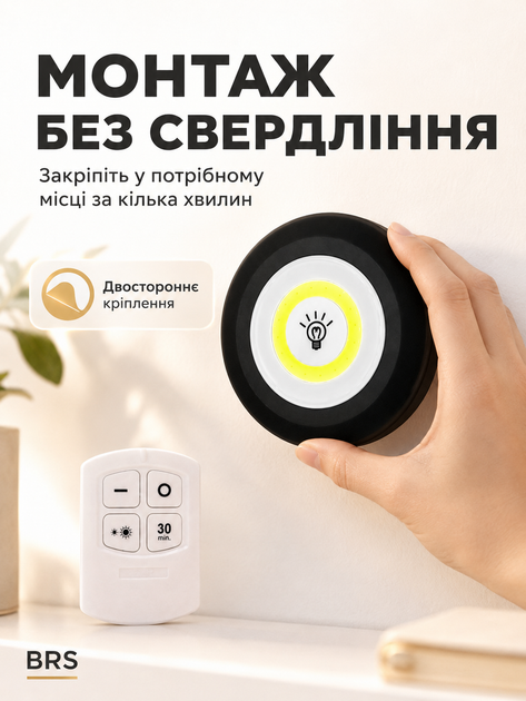 Лампа Led светодиодная на батарейках светильник настенный 3шт BRS Черный - изображение 5