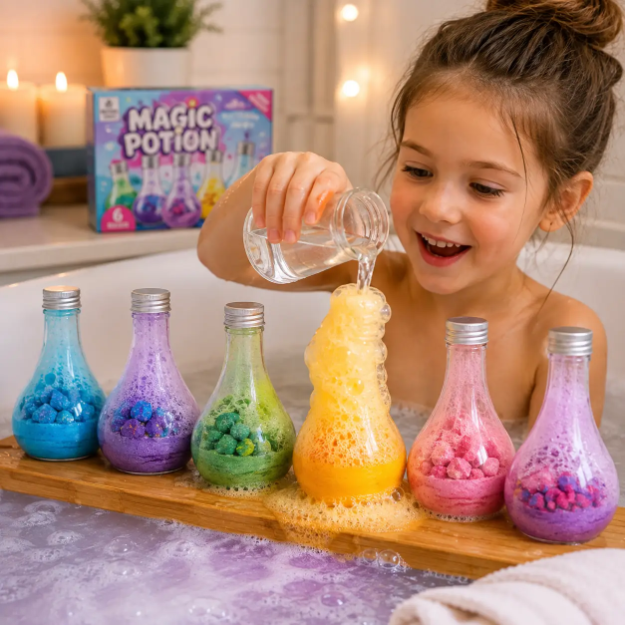 Набор бомбочек для ванной TOPA Детские шипучие бомбочки Kids Bath Bomb Magic Potion 26X-309 6 шт - зображення 2