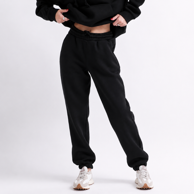 Уютный черный спортивный костюм в стиле oversize 55862 размер S - Фото 3 Уютный черный спортивный костюм в стиле oversize 55862 размер S - изображение 3