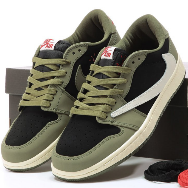 Кроссовки женские и мужские Ni Jord 1 Low x Travis Scott Khaki Black White / Най Джорд хаки черные 41 - Фото 1 Кроссовки женские и мужские Ni Jord 1 Low x Travis Scott Khaki Black White / Най Джорд хаки черные 41 - изображение 1