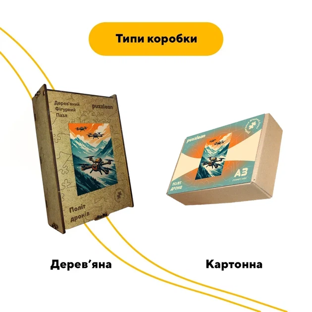 Дерев'яний фігурний пазл Політ дронів, А2, Картонна коробка 300+ елементів - Фото 4 Дерев'яний фігурний пазл Політ дронів, А2, Картонна коробка 300+ елементів - изображение 4