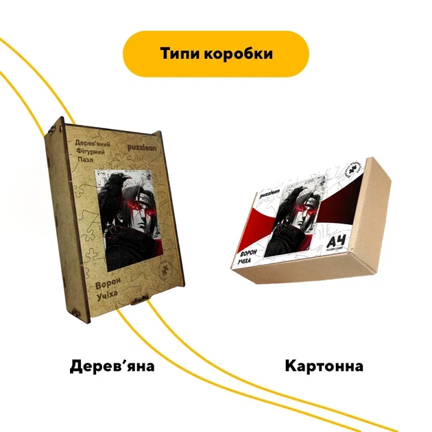 Дерев'яний фігурний пазл Ворон Учіха, А2, Картонна коробка 300+ елементів - Фото 4 Дерев'яний фігурний пазл Ворон Учіха, А2, Картонна коробка 300+ елементів - изображение 4
