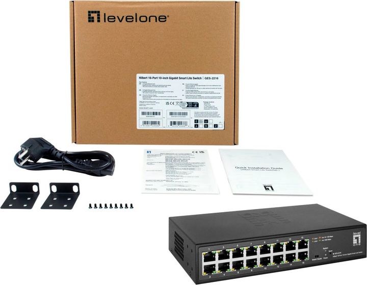 Комутатор LevelOne 16x GE GES-2216 Hilbert 10 (109980567) - зображення 2