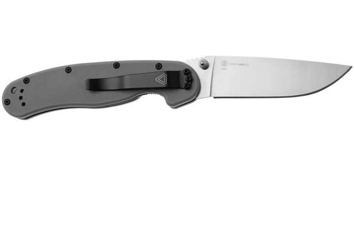 Ніж складаний Ontario Knife RAT I Linerlock, лезо Plain Satin AUS-8, руківя Grey GFN, Тайвань, ON8848GY - Фото 3 Ніж складаний Ontario Knife RAT I Linerlock, лезо Plain Satin AUS-8, руківя Grey GFN, Тайвань, ON8848GY - зображення 3