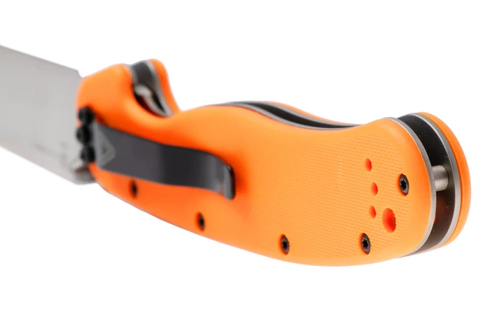 Ніж складаний Ontario Knife RAT I Linerlock, лезо Plain Satin AUS-8, руківя Orange GFN, Тайвань, ON8848OR - изображение 5