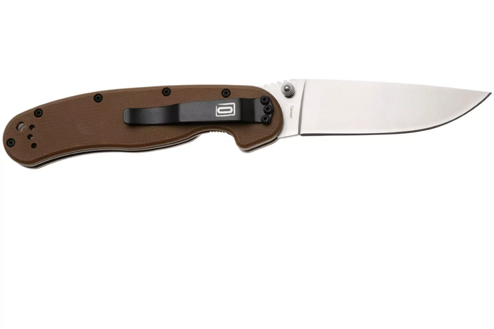 Ніж складаний Ontario Knife RAT I Linerlock, лезо Plain Satin AUS-8, руківя Coyote Brown GFN, Тайвань, ON8848CB - зображення 3