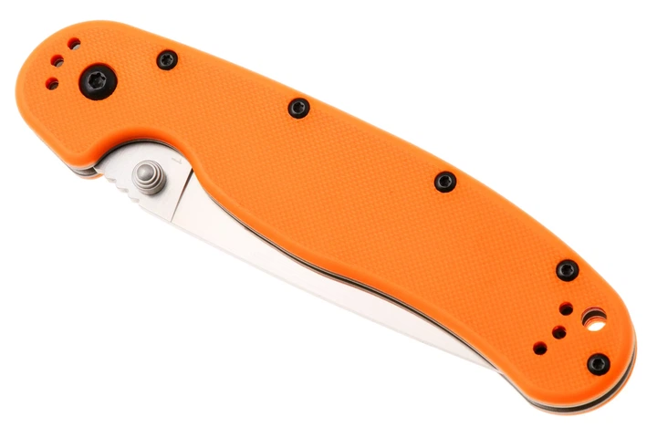Ніж складаний Ontario Knife RAT I Linerlock, лезо Plain Satin D2, руківя Orange GFN, Тайвань, ON8867OR - Фото 8 Ніж складаний Ontario Knife RAT I Linerlock, лезо Plain Satin D2, руківя Orange GFN, Тайвань, ON8867OR - изображение 8