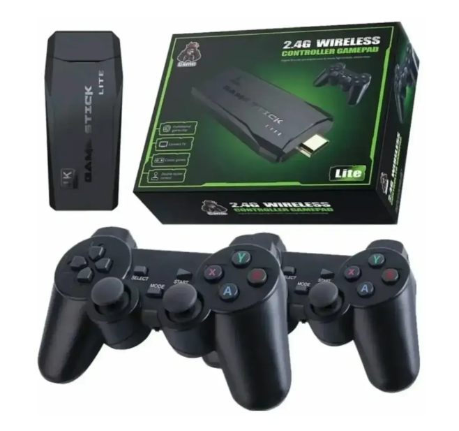 Игровая приставка Game Stick Lite M8 64GB 4K на 10000 игр + 2 беспроводных джойстика, ретро консоль HDMI для телевизора - изображение 2