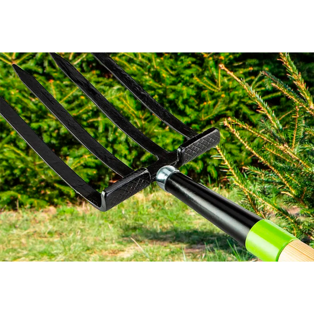 Вилы для копания Verto 4 зуба 127 см сталь D-рукоятка Black/Green (15G041) - изображение 7