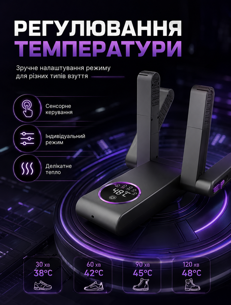 Сушилка для обуви электрическая 220В для 2 пар с регулировкой температуры защитой от перегрева циркуляцией воздуха - изображение 5