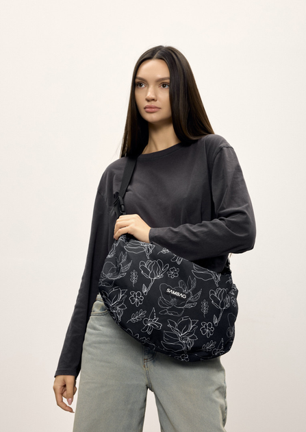 Жіноча сумка Sambag HOBO Bag-glove з внутрішніми кишенями та утепленими боковими кишенями з тканини з принтом "Blossom" - Фото 4 Жіноча сумка Sambag HOBO Bag-glove з внутрішніми кишенями та утепленими боковими кишенями з тканини з принтом "Blossom" - зображення 4