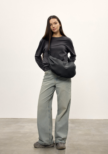 Жіноча сумка Sambag HOBO Bag-glove з внутрішніми кишенями та утепленими боковими кишенями з тканини Чорна - зображення 2