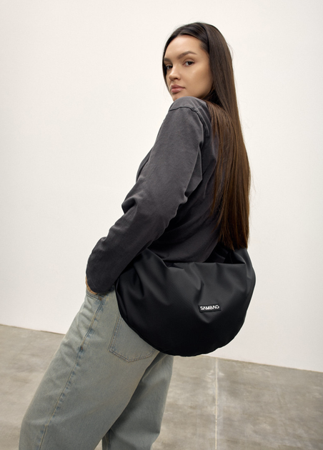 Жіноча сумка Sambag HOBO Bag-glove з внутрішніми кишенями та утепленими боковими кишенями з тканини Чорна - зображення 5