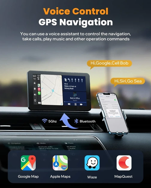 7-дюймова приладова панель автомобіля з Apple Carplay та Android Auto із задньою камерою 1080P - зображення 6