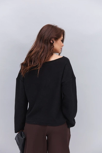 Женский вязаный джемпер oversize черный Arjen 102392, размер L/XL - изображение 5