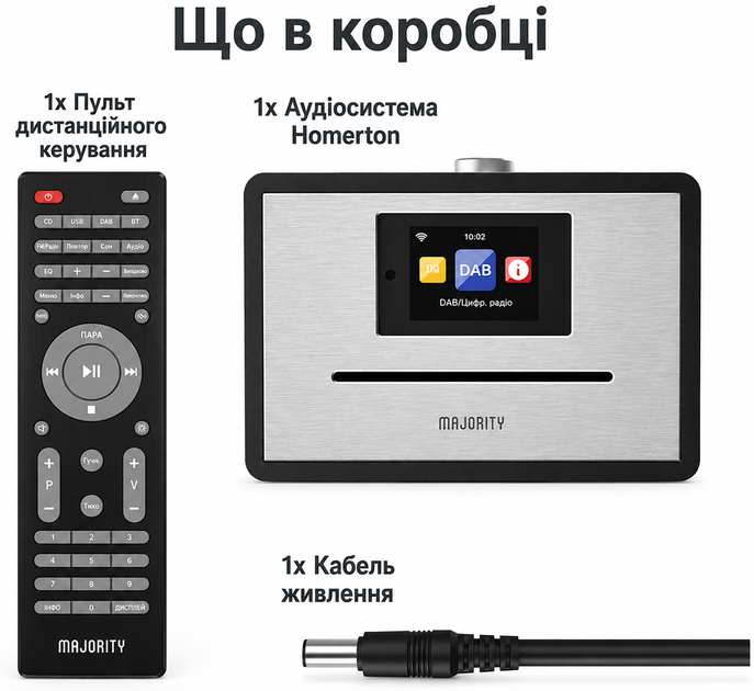 Интернет-радио Homerton MAJORITY с Bluetooth будильником FM + DAB USB MP3-вход CD-R CD-RW - изображение 2