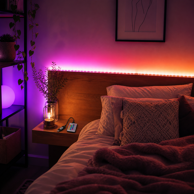 Світлодіодна LED стрічка Smart RGB SMD5050 10 м з Bluetooth-керуванням, пультом, живленням від USB та Power Bank - зображення 8
