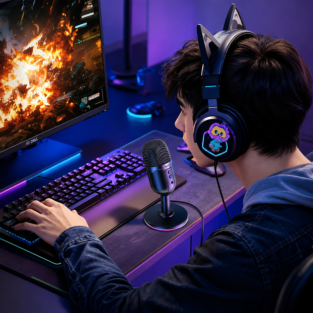 Настольный USB-микрофон Hoco L25 Bright с RGB-подсветкой - изображение 5