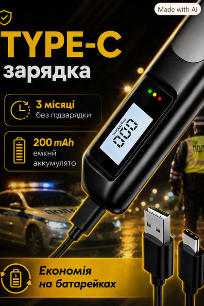 Алкотестер драгер для водіїв цифровий портативний аналізатор для вимірювання алкоголю в видихаючому повітрі тестер алкометр з індикатором персональний кишеньковий алко тестер акумуляторний (LM392) - зображення 8