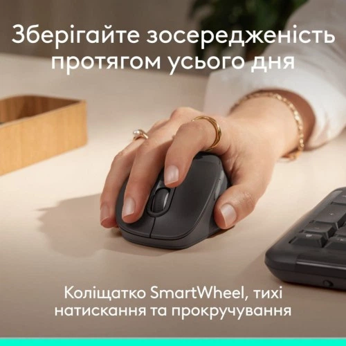 Мышка Logitech Signature Comfort Plus M850L Wireless/USB-C for Business Graphite (910-007704) Logitech 910-007704 1068431 - изображение 4