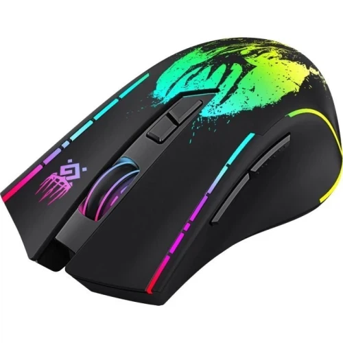 Миша бездротова Defender Kronos GM-695, Black, 2.4GHz/USB, оптична, 1000 - 1600 dpi, RGB підсвічування, 7 кнопок, 400 mAh, радіус дії до 10 м, кабель 0.8 м (52695) - изображение 3