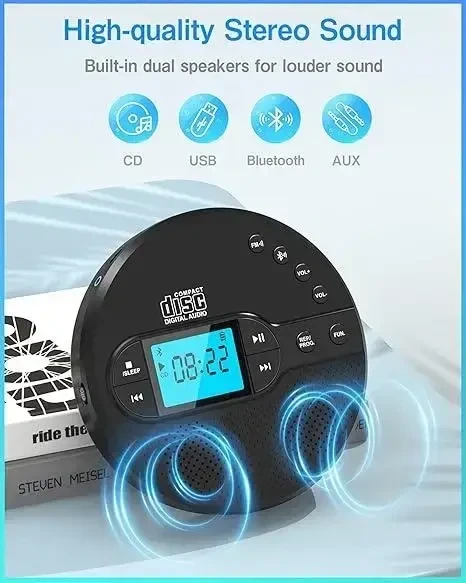 Портативний CD-плеєр CD-35 з Bluetooth, FM-передавачем, динаміками та LCD-дисплеєм - Фото 3 Портативний CD-плеєр CD-35 з Bluetooth, FM-передавачем, динаміками та LCD-дисплеєм - зображення 3
