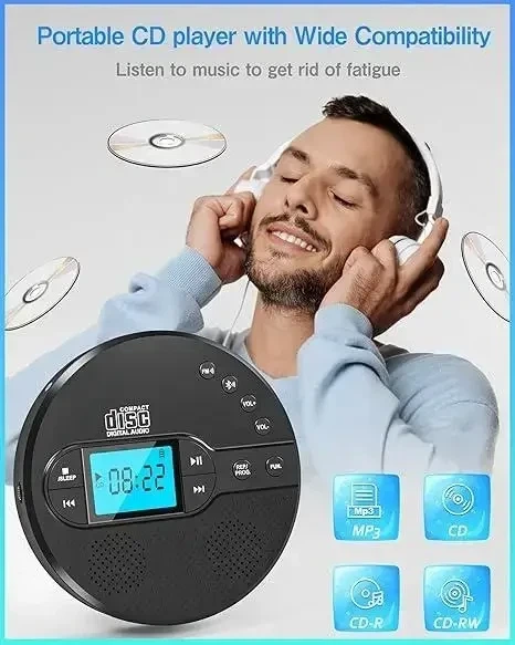 Портативний CD-плеєр CD-35 з Bluetooth, FM-передавачем, динаміками та LCD-дисплеєм - Фото 5 Портативний CD-плеєр CD-35 з Bluetooth, FM-передавачем, динаміками та LCD-дисплеєм - зображення 5