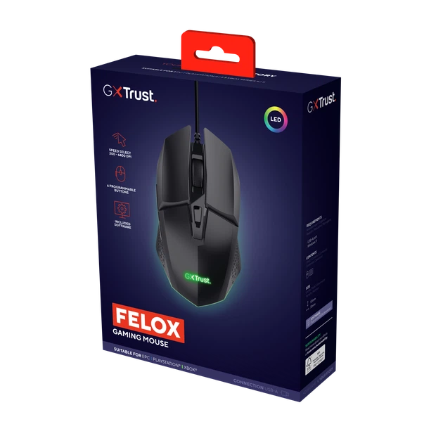Компьютерная мышь Trust GXT 109 Felox RGB проводная Черная (25036) - изображение 10