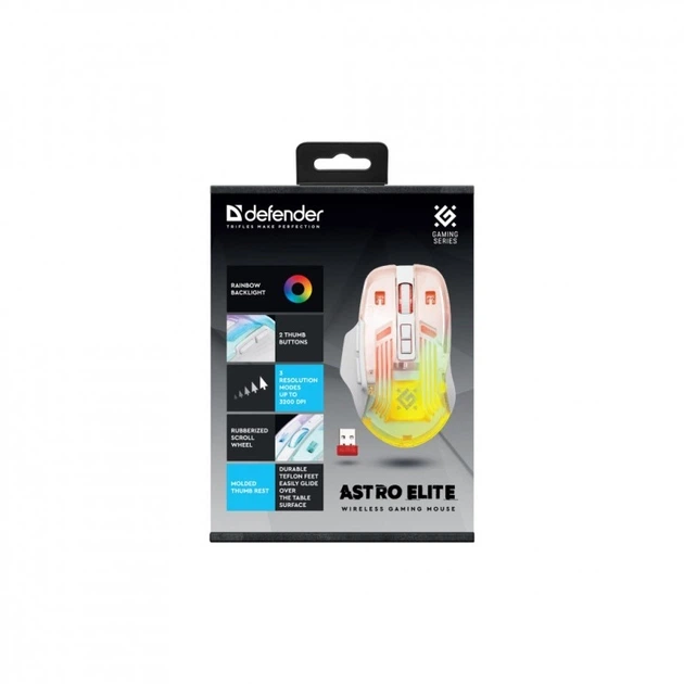 Комп'ютерна миша Defender Astro Elite GM-056 бездротова 2.4G 7 кнопок 3200 dpi біла (52056) - зображення 5